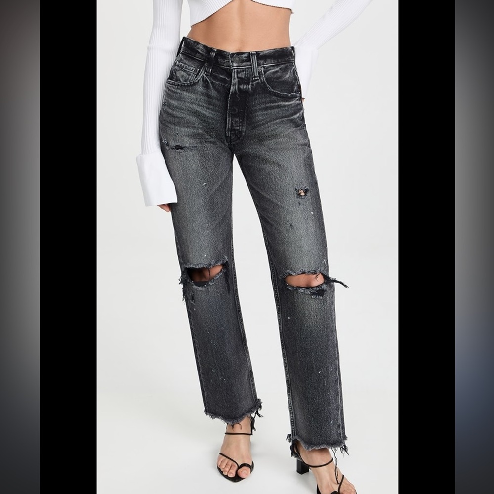 MOUSSY ODESSA WIDE STRAIGHT DENIM BLACK